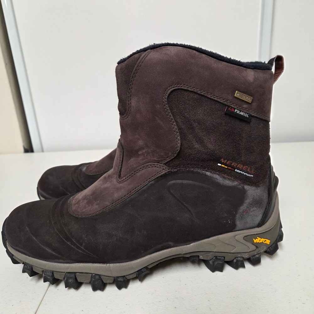 Merrell Continuum Polartec Brown Waterproof Winter Boots Mens 10 Vibram Sole